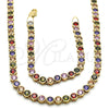 Collar y Pulsera 06.284.0001.2 Oro Laminado, con Multicolor Zirconia Cubica, Pulido, Tono Dorado