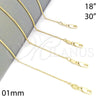 Gargantilla Basica 04.65.0180.18 Oro Laminado, Diseño de Rolo, Pulido, Tono Dorado (01 MM Thickness, 18 Inches Length)