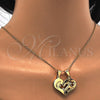 Dije Elegante 05.179.0050 Oro Laminado, Diseño de Corazón y Amor, con Blanca Zirconia Cubica, Pulido, Tono Dorado