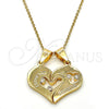 Dije Elegante 05.179.0050 Oro Laminado, Diseño de Corazón y Amor, con Blanca Zirconia Cubica, Pulido, Tono Dorado