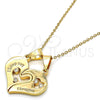Dije Elegante 05.179.0050 Oro Laminado, Diseño de Corazón y Amor, con Blanca Zirconia Cubica, Pulido, Tono Dorado