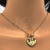 Dije Elegante 05.179.0051 Oro Laminado, Diseño de Corazón y Amor, con Blanca Zirconia Cubica, Pulido, Tono Dorado