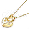 Dije Elegante 05.179.0051 Oro Laminado, Diseño de Corazón y Amor, con Blanca Zirconia Cubica, Pulido, Tono Dorado