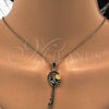 Dije Elegante 05.179.0052 Oro Laminado, Diseño de Corazón y Llave, con Blanca Zirconia Cubica, Pulido, Tono Dorado