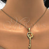 Dije Elegante 05.179.0052 Oro Laminado, Diseño de Corazón y Llave, con Blanca Zirconia Cubica, Pulido, Tono Dorado