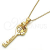 Dije Elegante 05.179.0052 Oro Laminado, Diseño de Corazón y Llave, con Blanca Zirconia Cubica, Pulido, Tono Dorado