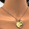 Dije Elegante 05.179.0053 Oro Laminado, Diseño de Corazón y Amor, con Blanca Zirconia Cubica, Pulido, Tono Dorado