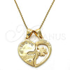 Dije Elegante 05.179.0053 Oro Laminado, Diseño de Corazón y Amor, con Blanca Zirconia Cubica, Pulido, Tono Dorado