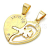 Dije Elegante 05.179.0053 Oro Laminado, Diseño de Corazón y Amor, con Blanca Zirconia Cubica, Pulido, Tono Dorado
