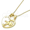 Dije Elegante 05.179.0053 Oro Laminado, Diseño de Corazón y Amor, con Blanca Zirconia Cubica, Pulido, Tono Dorado