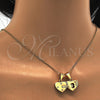 Dije Elegante 05.179.0054 Oro Laminado, Diseño de Corazón y Amor, con Blanca Zirconia Cubica, Pulido, Tono Dorado