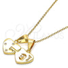Dije Elegante 05.179.0054 Oro Laminado, Diseño de Corazón y Amor, con Blanca Zirconia Cubica, Pulido, Tono Dorado