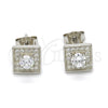 Arete Dormilona 02.186.0023 Plata Rodinada, con Zirconia Cubica Blanca y Micro Pave Blanca, Pulido, Rodinado
