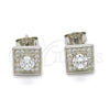 Arete Dormilona 02.186.0023 Plata Rodinada, con Zirconia Cubica Blanca y Micro Pave Blanca, Pulido, Rodinado