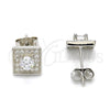 Arete Dormilona 02.186.0023 Plata Rodinada, con Zirconia Cubica Blanca y Micro Pave Blanca, Pulido, Rodinado