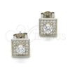Arete Dormilona 02.186.0023 Plata Rodinada, con Zirconia Cubica Blanca y Micro Pave Blanca, Pulido, Rodinado