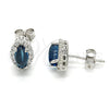 Arete Dormilona 02.186.0024 Plata Rodinada, con Zirconia Cubica Blanca y Topacio Azul, Pulido, Rodinado