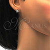 Arete Dormilona 02.186.0026 Plata Rodinada, con Zirconia Cubica Blanca y Micro Pave Blanca, Pulido, Rodinado