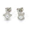 Arete Dormilona 02.186.0026 Plata Rodinada, con Zirconia Cubica Blanca y Micro Pave Blanca, Pulido, Rodinado