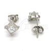 Arete Dormilona 02.186.0026 Plata Rodinada, con Zirconia Cubica Blanca y Micro Pave Blanca, Pulido, Rodinado