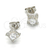 Arete Dormilona 02.186.0026 Plata Rodinada, con Zirconia Cubica Blanca y Micro Pave Blanca, Pulido, Rodinado