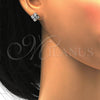 Arete Dormilona 02.186.0027 Plata Rodinada, con Zirconia Cubica Blanca y Micro Pave Blanca, Pulido, Rodinado