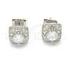 Arete Dormilona 02.186.0027 Plata Rodinada, con Zirconia Cubica Blanca y Micro Pave Blanca, Pulido, Rodinado
