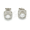Arete Dormilona 02.186.0027 Plata Rodinada, con Zirconia Cubica Blanca y Micro Pave Blanca, Pulido, Rodinado