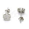 Arete Dormilona 02.186.0032 Plata Rodinada, Diseño de Flor, con Zirconia Cubica Blanca, Pulido, Rodinado