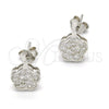 Arete Dormilona 02.186.0032 Plata Rodinada, Diseño de Flor, con Zirconia Cubica Blanca, Pulido, Rodinado