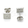 Arete Dormilona 02.186.0033 Plata Rodinada, con Micro Pave Blanca, Pulido, Rodinado