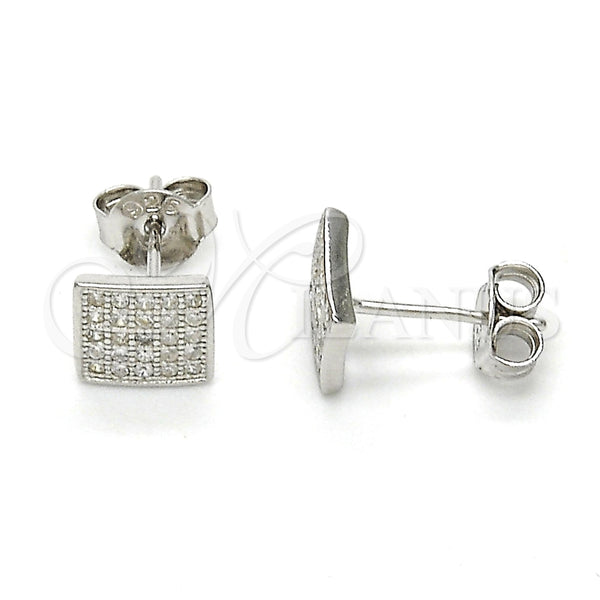 Arete Dormilona 02.186.0033 Plata Rodinada, con Micro Pave Blanca, Pulido, Rodinado