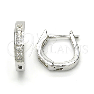 Argolla Huggie 02.186.0036.15 Plata Rodinada, con Zirconia Cubica Blanca, Pulido, Rodinado