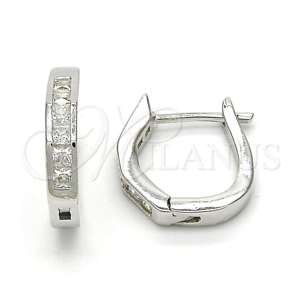 Argolla Huggie 02.186.0036.15 Plata Rodinada, con Zirconia Cubica Blanca, Pulido, Rodinado
