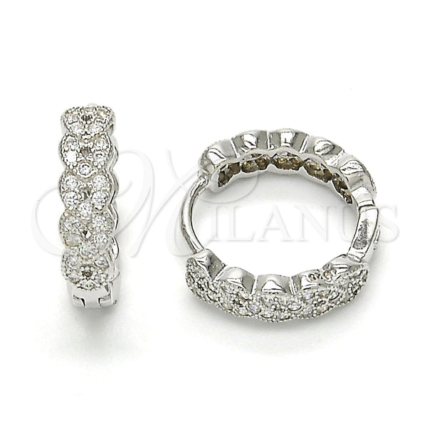 Argolla Huggie 02.186.0037.15 Plata Rodinada, con Zirconia Cubica Blanca, Pulido, Rodinado