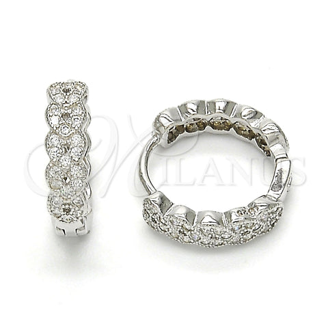 Argolla Huggie 02.186.0037.15 Plata Rodinada, con Zirconia Cubica Blanca, Pulido, Rodinado