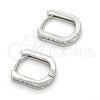 Argolla Huggie 02.186.0039.10 Plata Rodinada, con Zirconia Cubica Blanca, Pulido, Rodinado