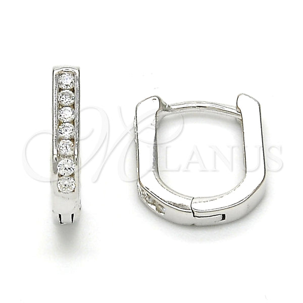 Argolla Huggie 02.186.0039.10 Plata Rodinada, con Zirconia Cubica Blanca, Pulido, Rodinado