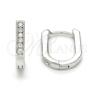 Argolla Huggie 02.186.0039.10 Plata Rodinada, con Zirconia Cubica Blanca, Pulido, Rodinado
