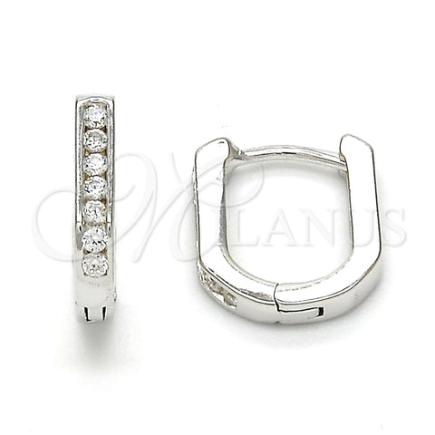 Argolla Huggie 02.186.0039.10 Plata Rodinada, con Zirconia Cubica Blanca, Pulido, Rodinado