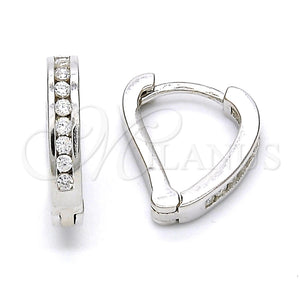 Argolla Huggie 02.186.0044.10 Plata Rodinada, con Zirconia Cubica Blanca, Pulido, Rodinado