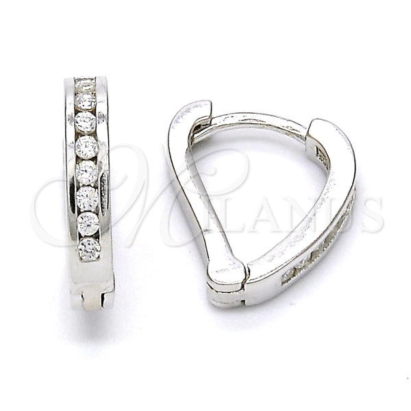 Argolla Huggie 02.186.0044.10 Plata Rodinada, con Zirconia Cubica Blanca, Pulido, Rodinado