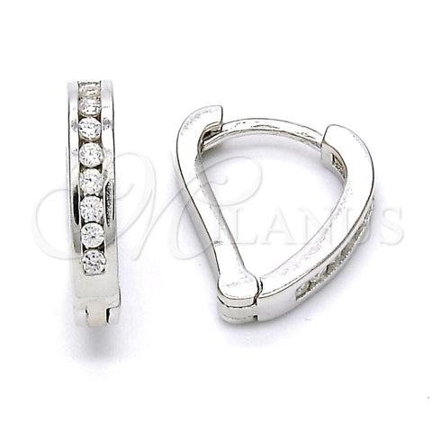 Argolla Huggie 02.186.0044.10 Plata Rodinada, con Zirconia Cubica Blanca, Pulido, Rodinado