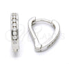 Argolla Huggie 02.186.0044.10 Plata Rodinada, con Zirconia Cubica Blanca, Pulido, Rodinado