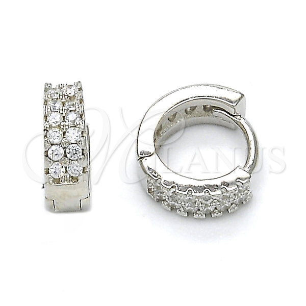 Argolla Huggie 02.186.0047.10 Plata Rodinada, con Zirconia Cubica Blanca, Pulido, Rodinado