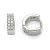 Argolla Huggie 02.186.0047.10 Plata Rodinada, con Zirconia Cubica Blanca, Pulido, Rodinado