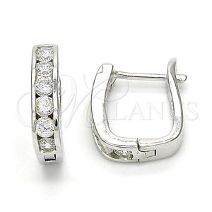 Argolla Huggie 02.186.0051.10 Plata Rodinada, con Zirconia Cubica Blanca, Pulido, Rodinado