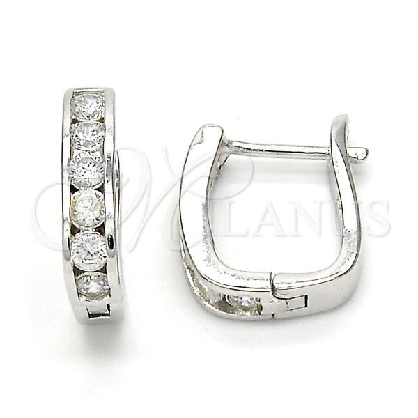 Argolla Huggie 02.186.0051.10 Plata Rodinada, con Zirconia Cubica Blanca, Pulido, Rodinado