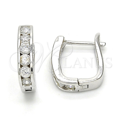 Argolla Huggie 02.186.0051.10 Plata Rodinada, con Zirconia Cubica Blanca, Pulido, Rodinado
