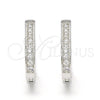 Argolla Huggie 02.186.0052.15 Plata Rodinada, con Zirconia Cubica Blanca, Pulido, Rodinado